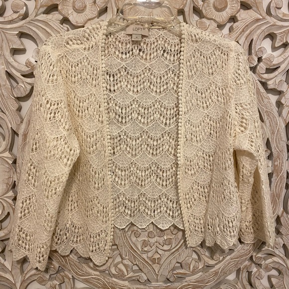 Loft Prairecore Medium Cream Lace Shrug - Picture 3 of 6